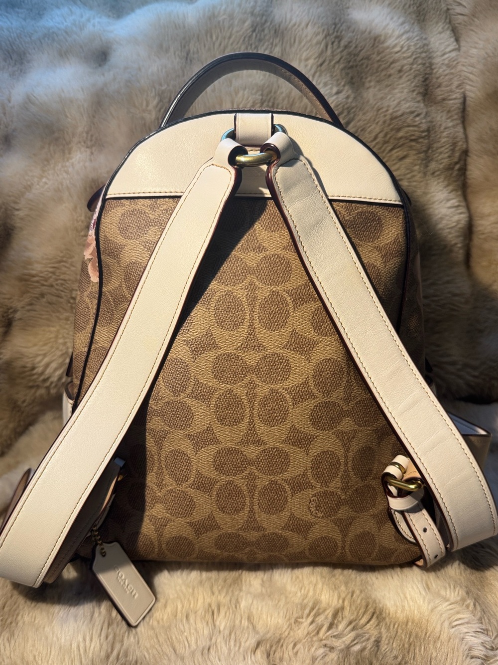 Coach Floral Mini Backpack - Beige/Pink - Picture 2 of 7
